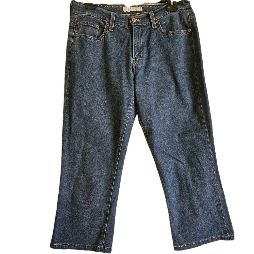 Levi's Jeans Women 10 Blue 515 Bootcut Cropped Stretch Denim Mid Rise Dark Wash
